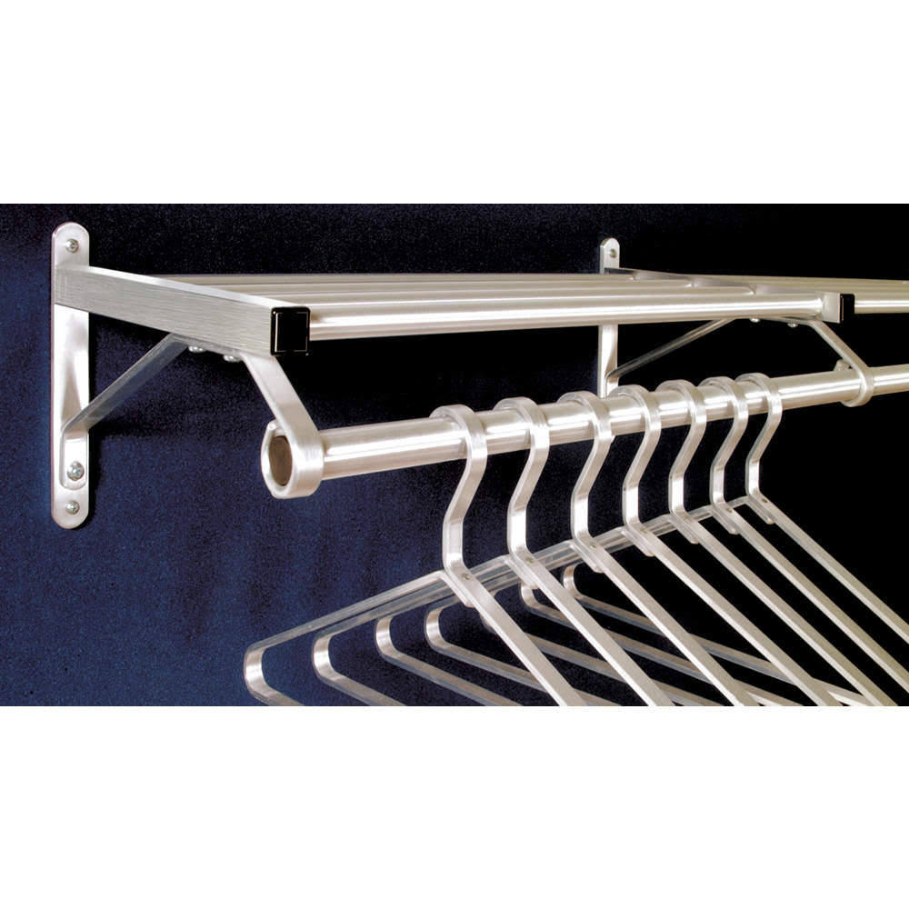 Satin Aluminum Coat Rack with 1 Shelf, 48 in W N880326