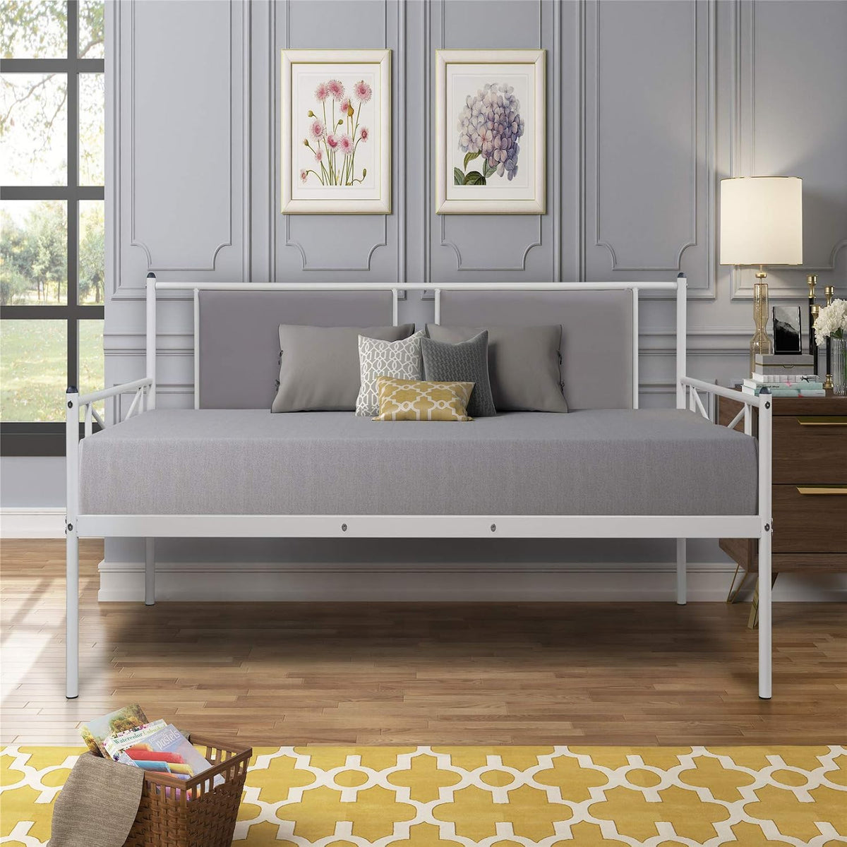 White Twin Metal Daybed with Built-in Desk B517168