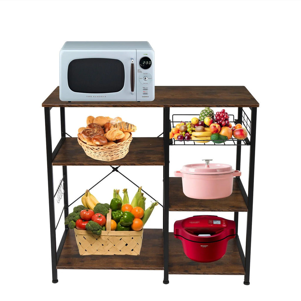 Rustic Brown Bakers Rack Microwave Oven Stand Z78286