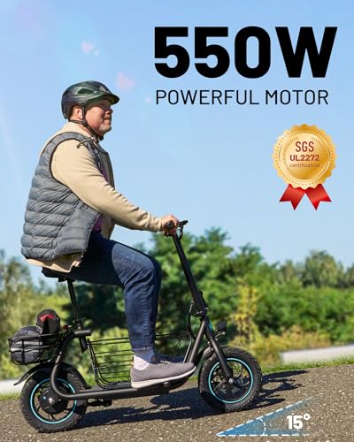 550W 18.6MPH 20 Miles Range Electric Scooter with Seat and Storage Basket Z630