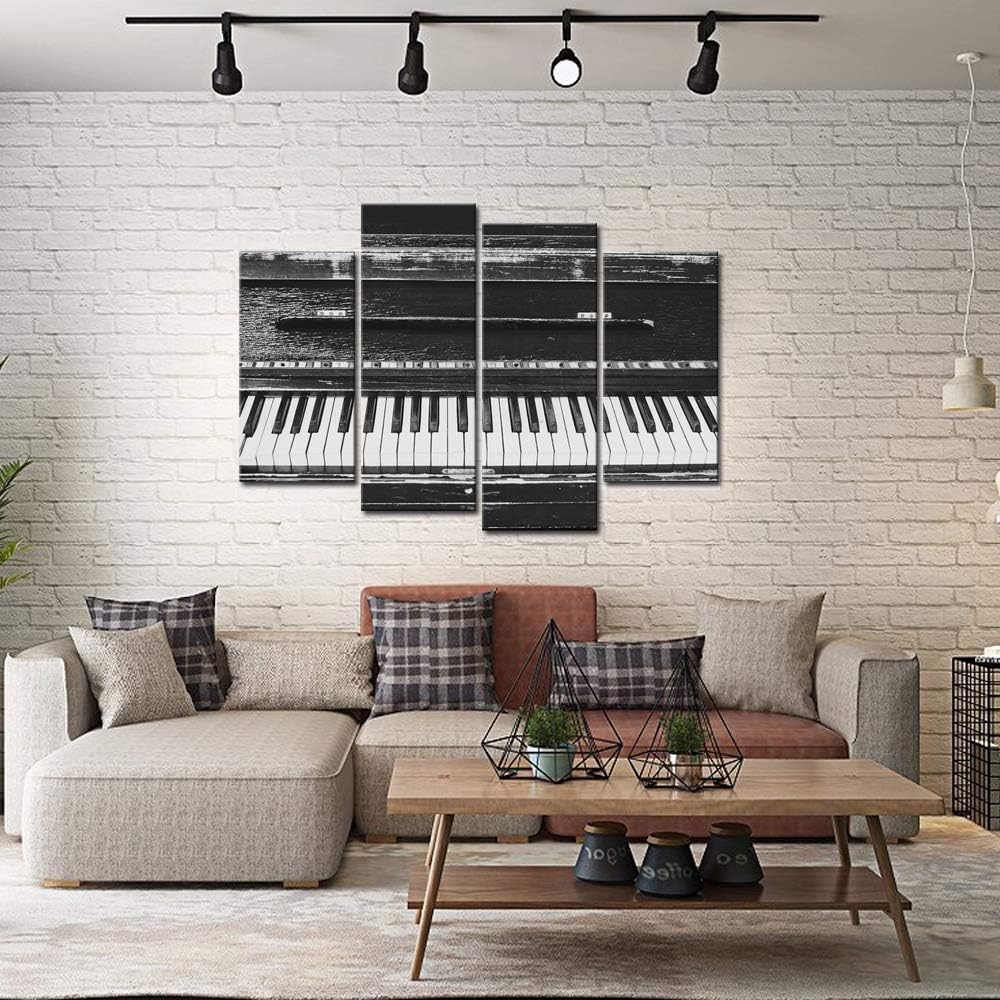 Black and White Piano Keyboard 4 Piece Canvas Wall Art with Frame R933947