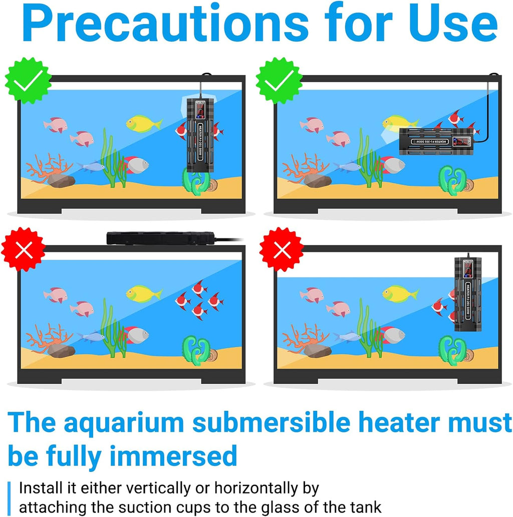 200W/300W/500W Submersible Aquarium Heater V6711