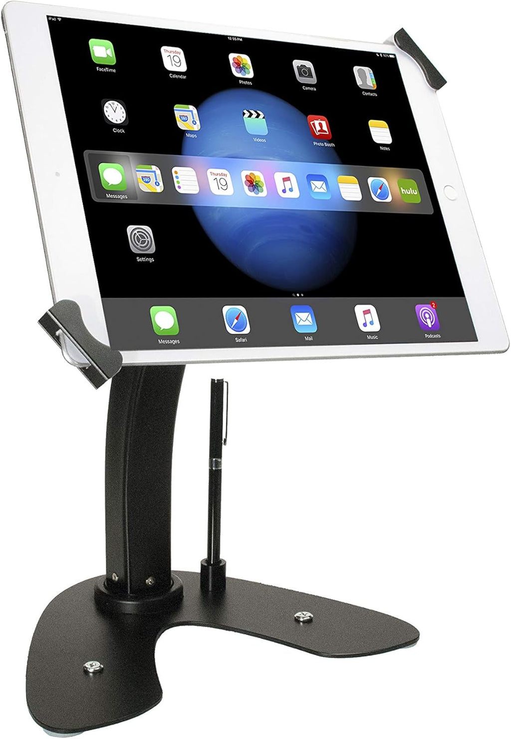 White Dual Kiosk Stand with Locking Case, Cable, Stylus and Tether L257