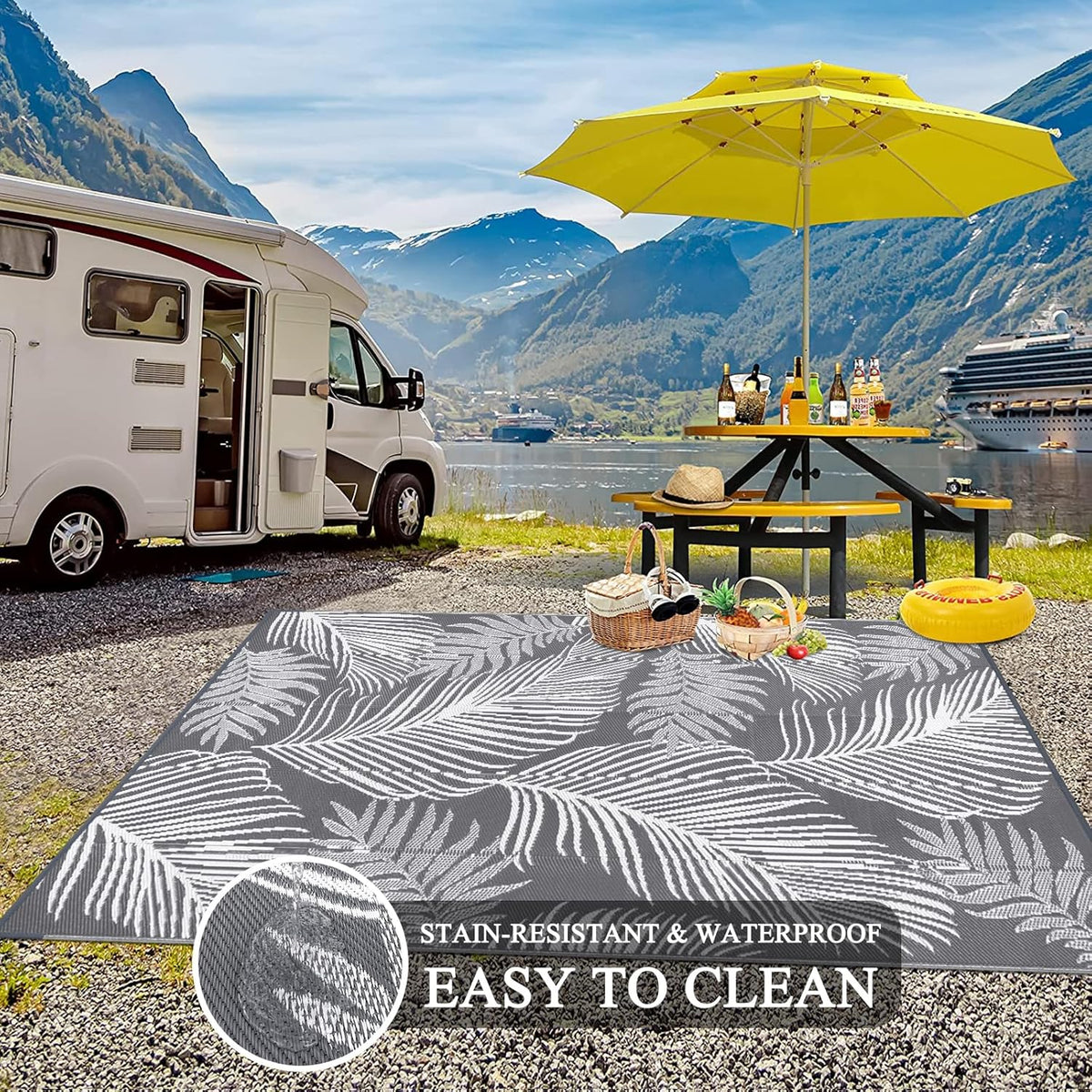 6'x9' Waterproof Reversible Outdoor Plastic Straw Rug I42263