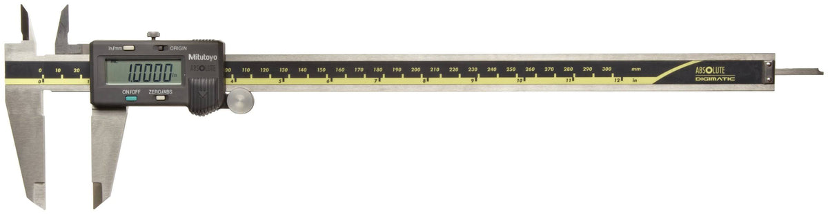 Mitutoyo Absolute Digimatic Caliper, Inch/Metric, Stainless Steel Jaws, 0-12x22 (0-300mm) Range M87604