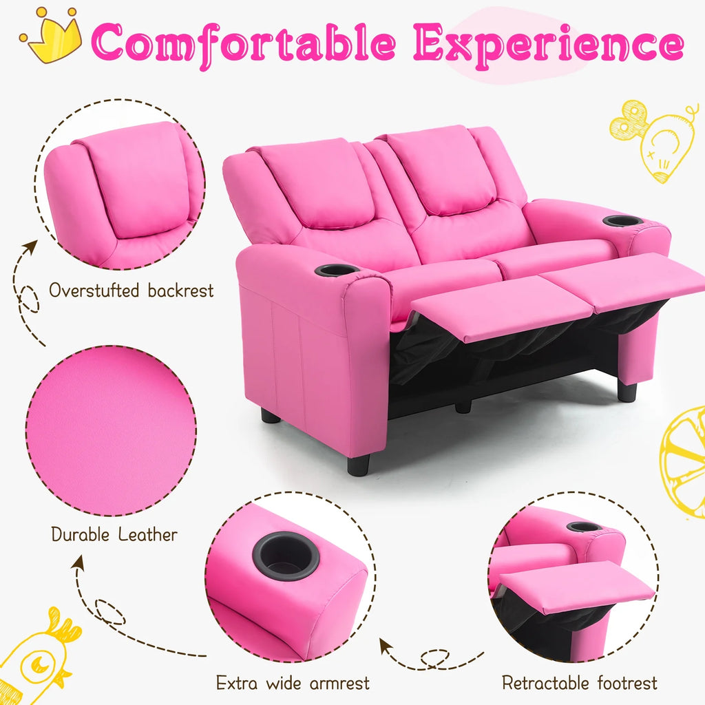 Pink PU Leather Kids Recliner Chair X4930