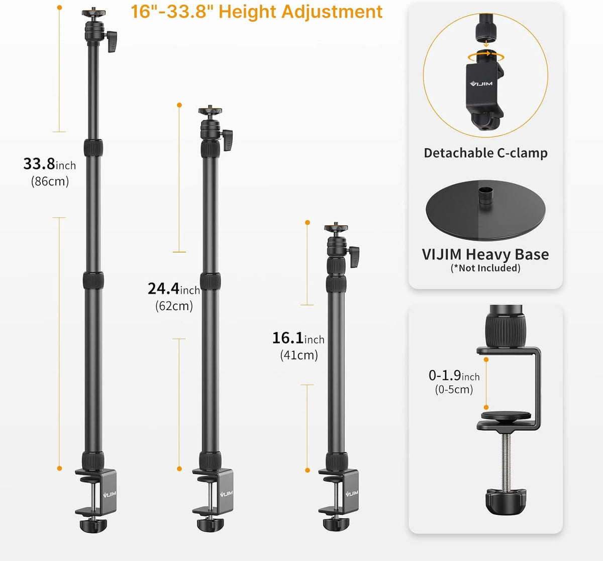 Camera Mount Desk Stand with Auxiliary Holding Arm Y32393