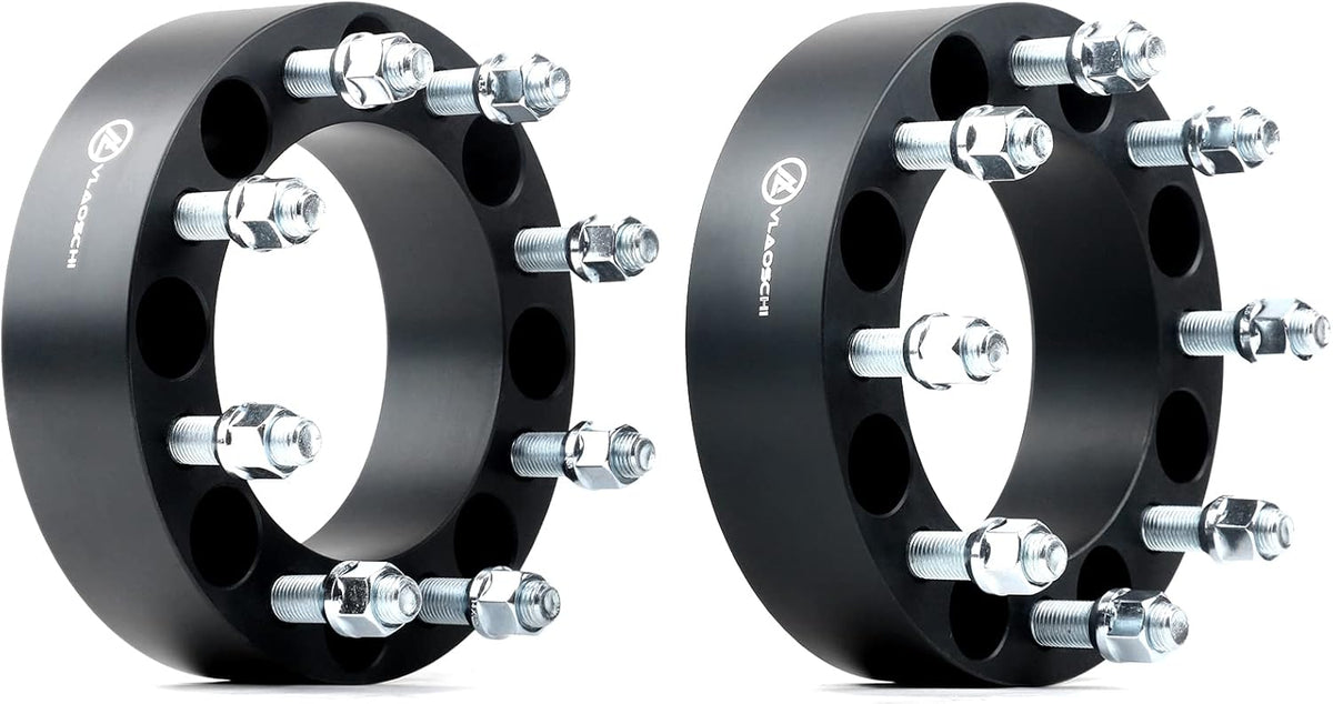 Black Forged 8x6.5 to 8x170 Wheel Adapters 2 Inch with 9/16" Studs Pack of 2 U5821