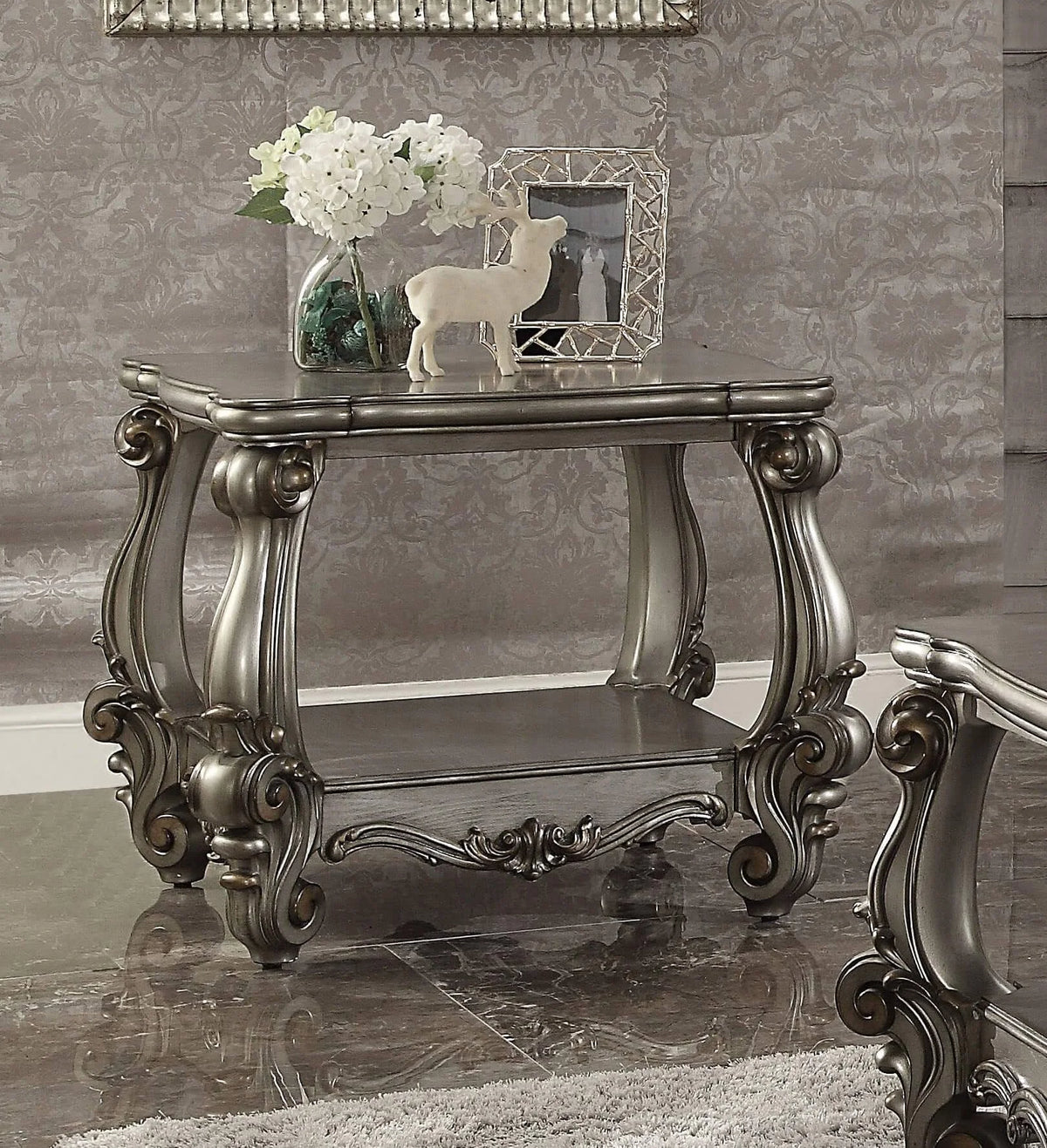 Antique Platinum End Table V429