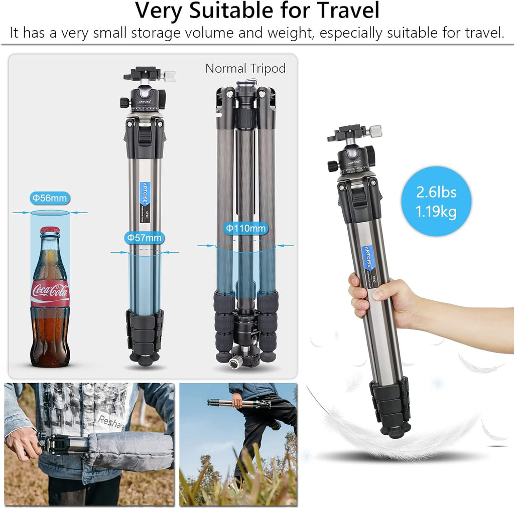 Camera Tripod Ultra Compact with 36MM Low Profile Ball Head, 10kg/22lb Load, Wireless Remote, Pack of 2 U203440