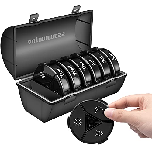 Black Weekly Pill Organizer 3 Times a Day O7098