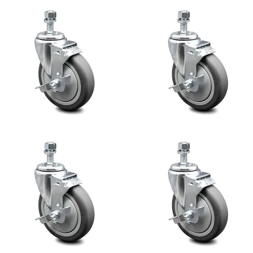 5 inch Thermoplastic Rubber Swivel Caster Set with Brake Z11269