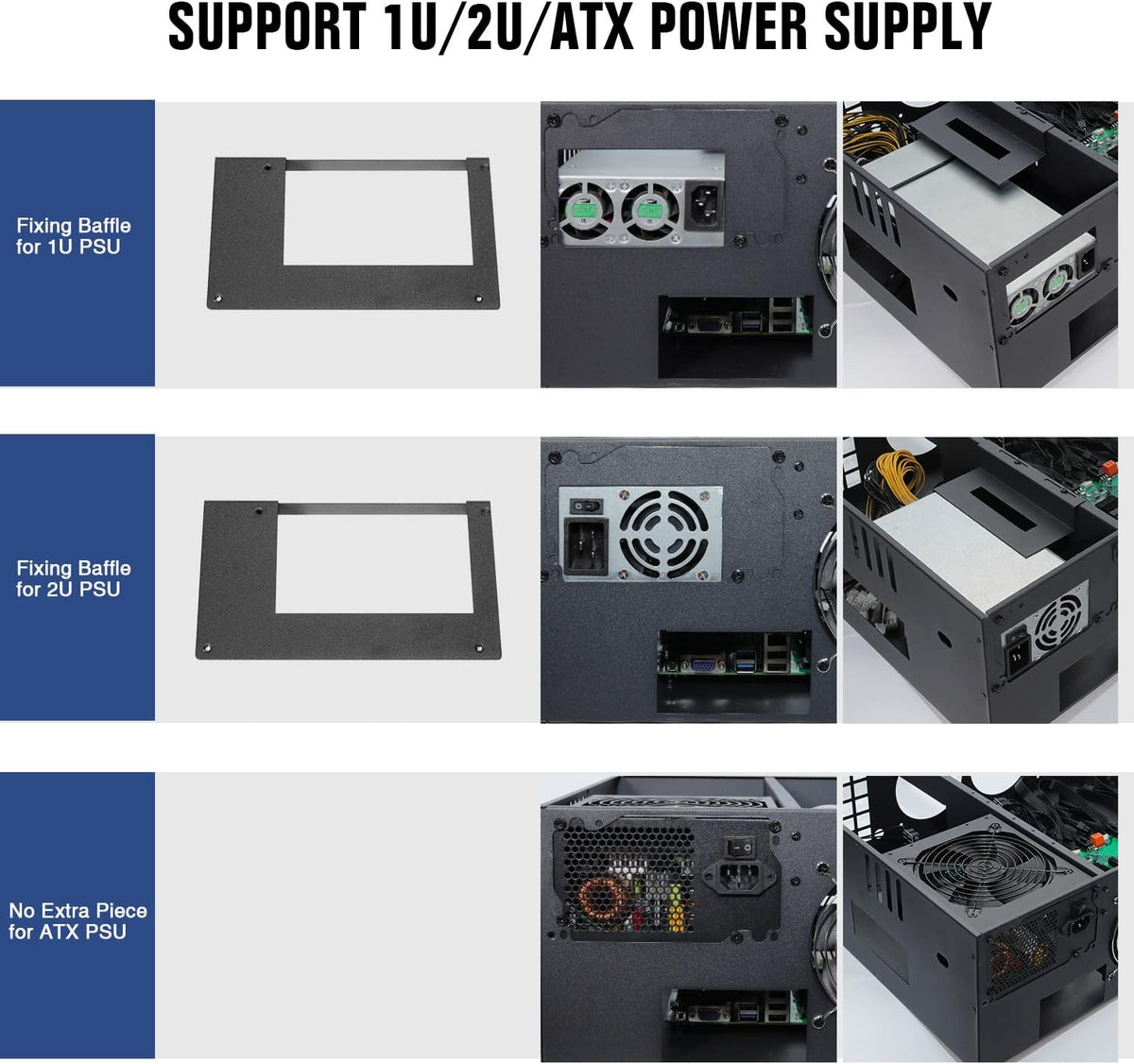 8 Ports GPU Mining Frame Case with 4 Cooling Fans Black F552427