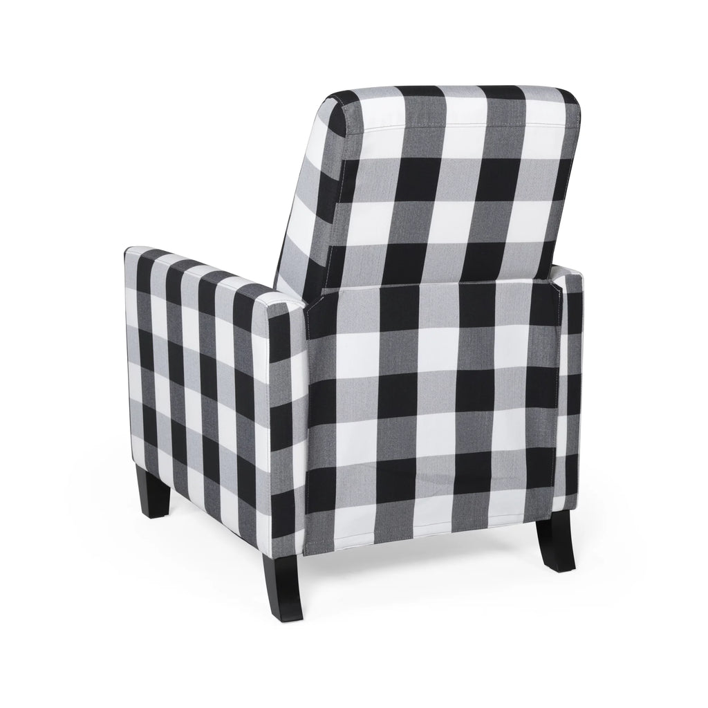 Black Checkerboard Fabric Push Back Recliner R83238