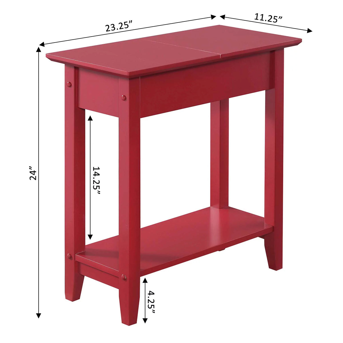 Cranberry Red Flip Top End Table with Shelf W8554