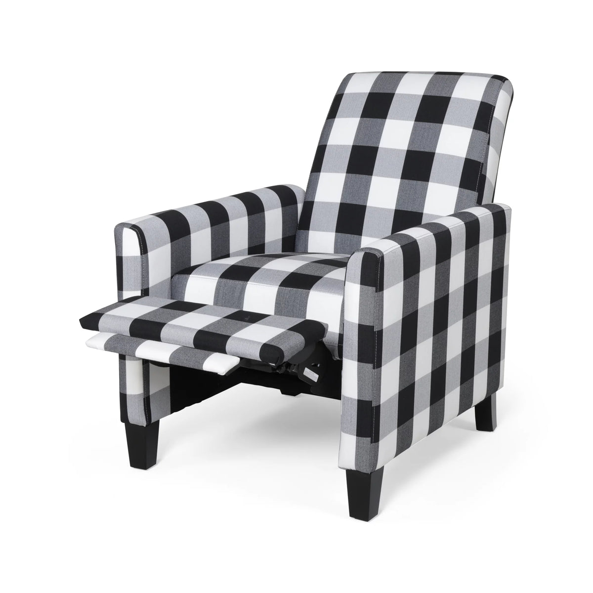 Black Checkerboard Fabric Push Back Recliner R83238