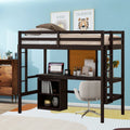 Twin Size Wooden Loft Bed with Desk and 2 Drawers H8006