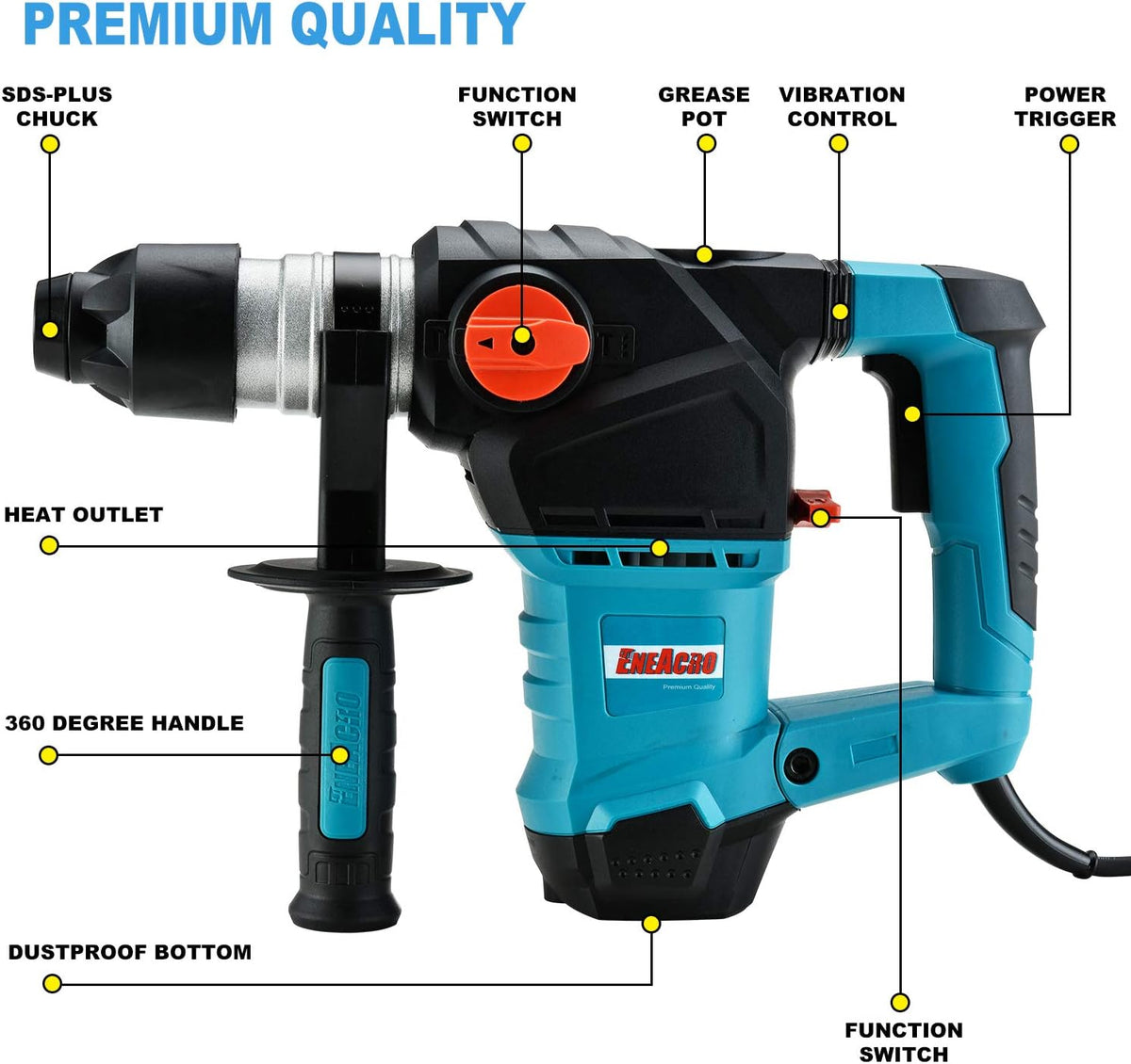 1-1/4 Inch SDS-Plus 12.5 Amp Heavy Duty Rotary Hammer Drill with Case V2651