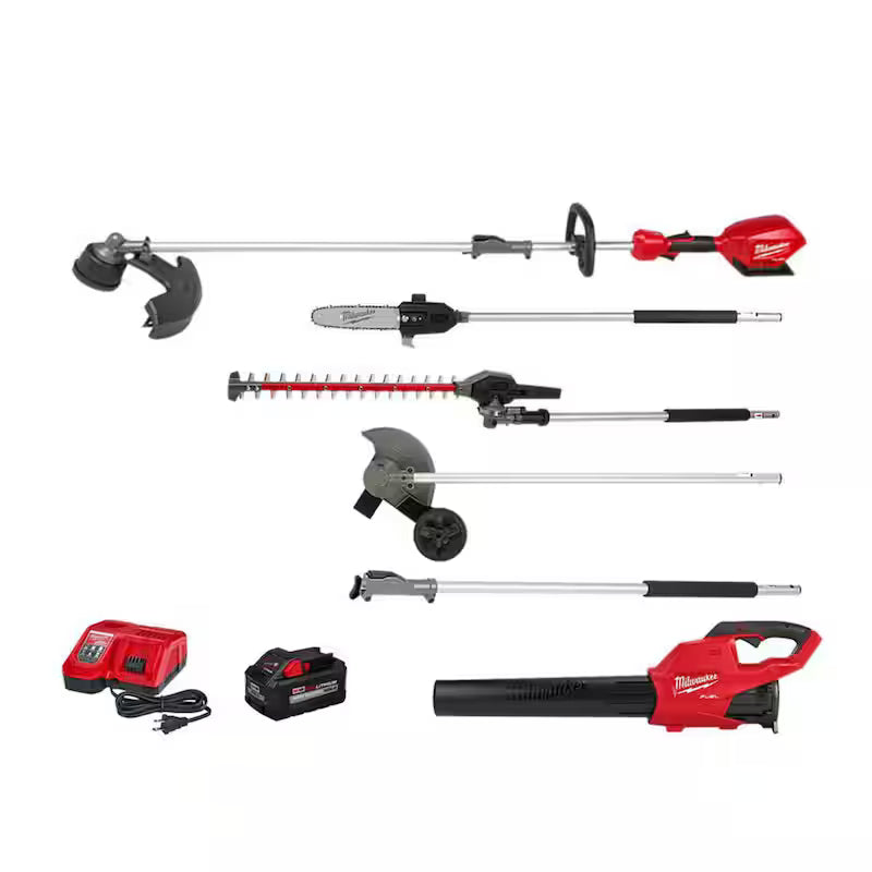 18V Lithium-Ion String Trimmer Blower Combo Kit with Edger Hedge Trimmer and Pole Saw 5-Tool E9506