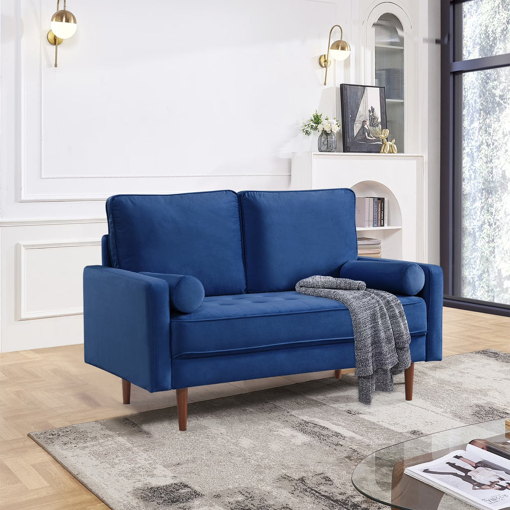 Blue Velvet Tufted Sofa Couch E7568