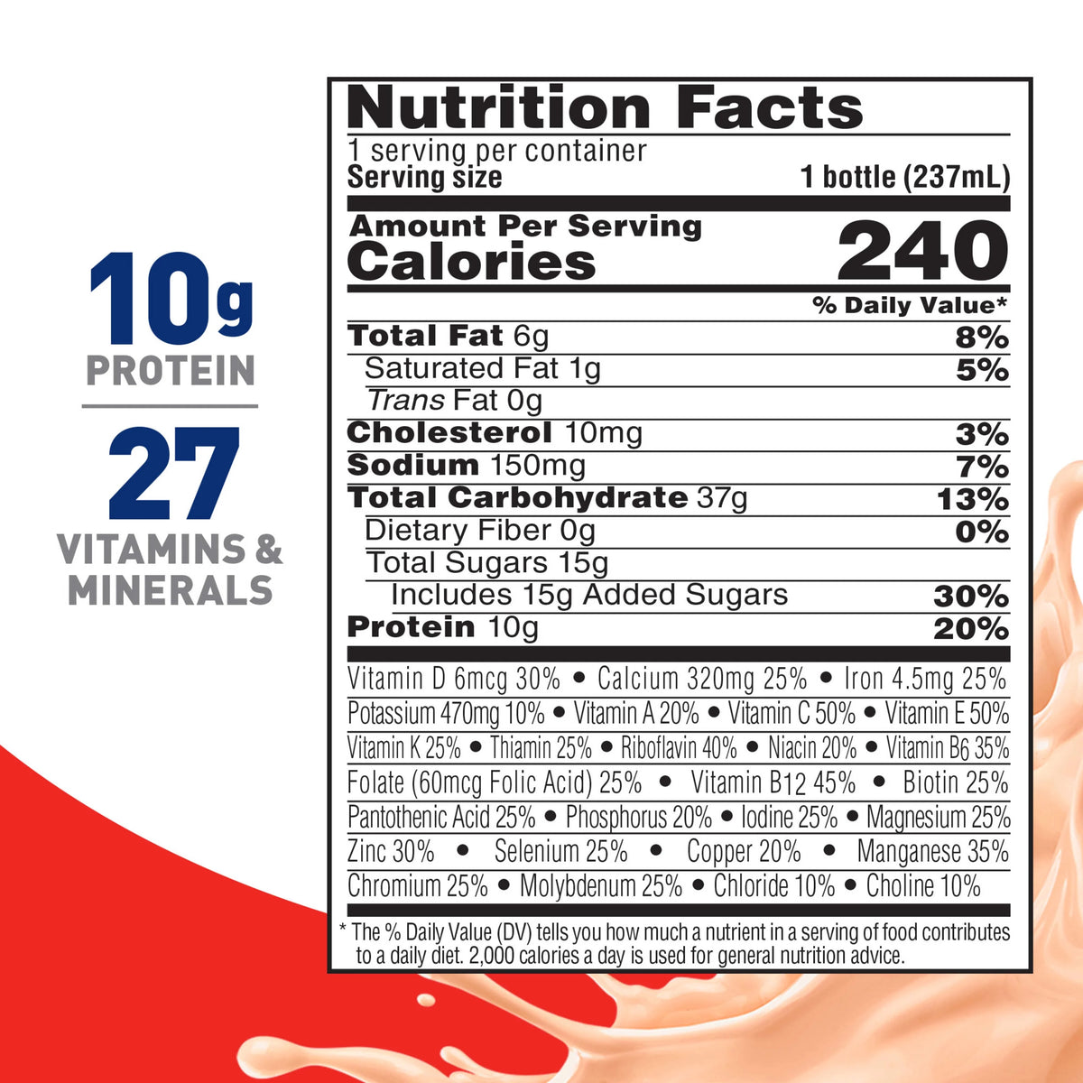 Creamy Strawberry Nutritional Drink, 10 g Protein, 15 - 8 fl oz Bottles W281