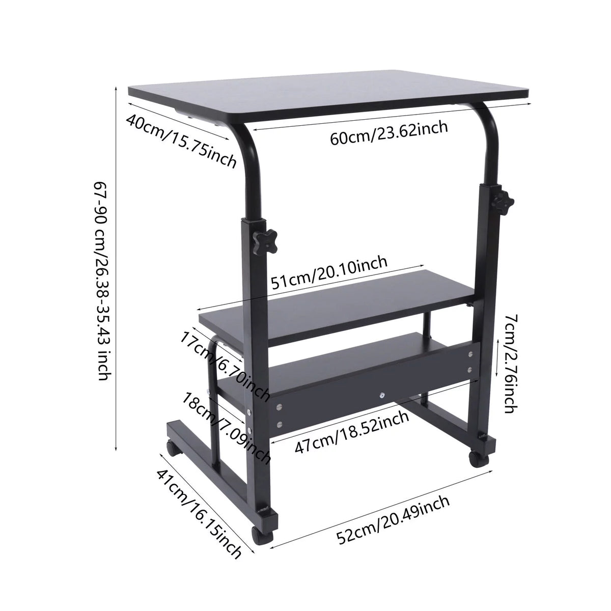 Portable Liftable Laptop Desk with Wheels S526