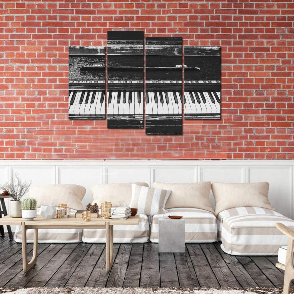 Black and White Piano Keyboard 4 Piece Canvas Wall Art with Frame R933947