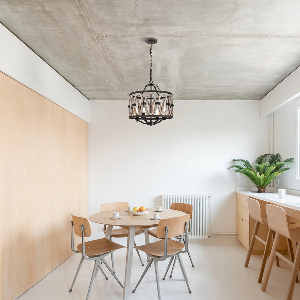 Faux Drift Wood 18inch Pendant Ceiling Lighted Chandelier P28371