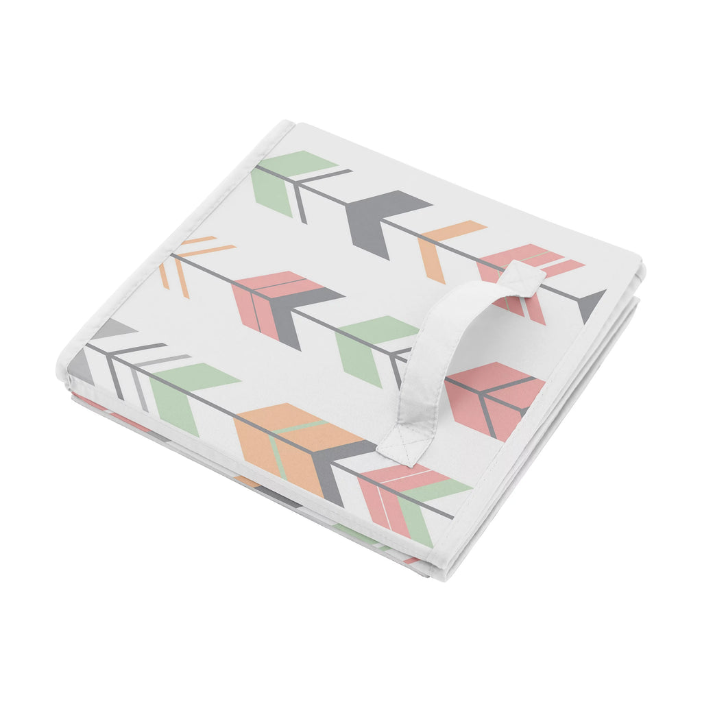 Grey Coral and Mint Storage Fabric Toy Box I83426