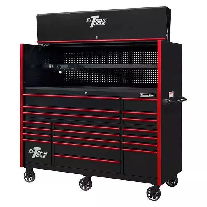 Black 19-Drawer 30 Deep Roller Cabinet with Hutch H6175
