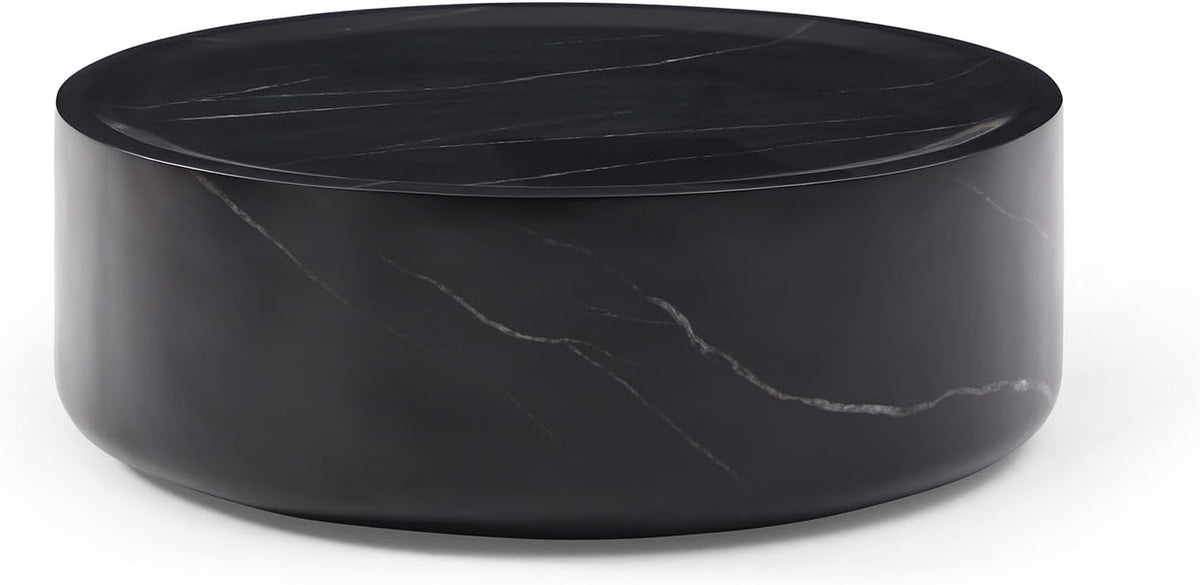 Black Faux Marble Round Coffee Table P251533