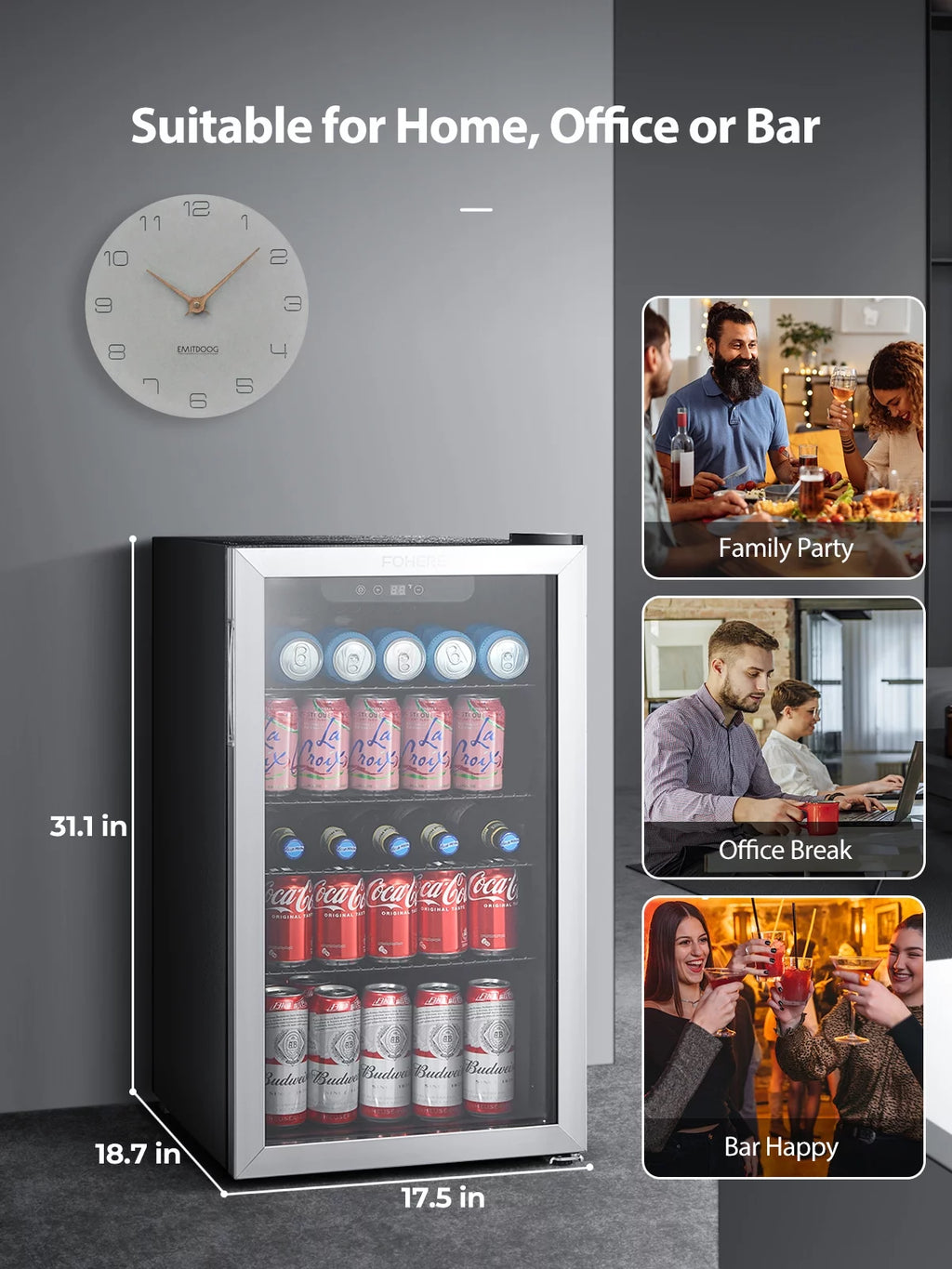126 Can Beverage Refrigerator Cooler, 3.2 Cu.ft Mini Fridge, Reversible Door V922376