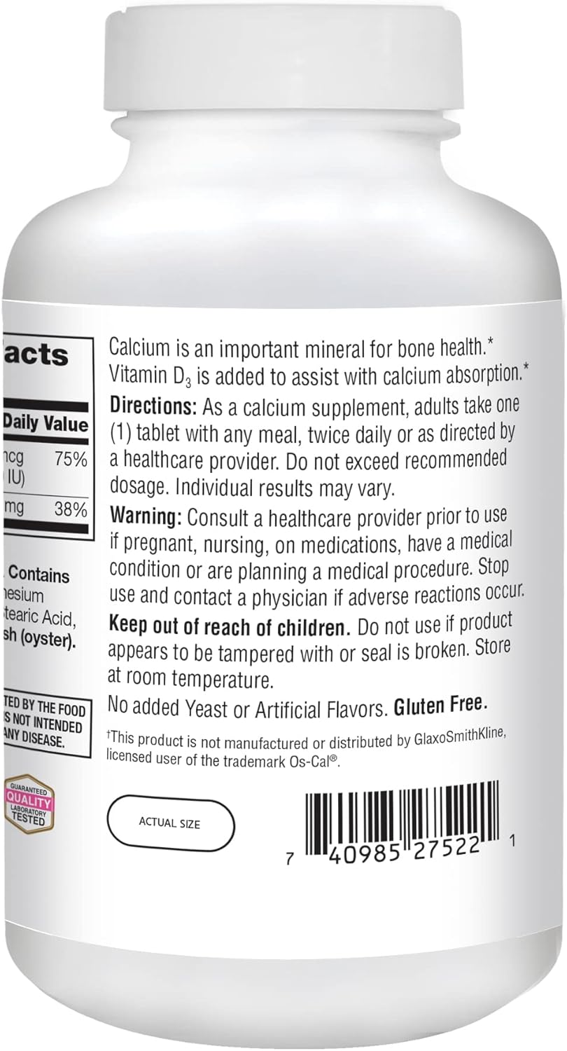 Calcium 500 Plus Extra D Caplets, 400 Count G3637