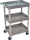 Mobile Utility Tub Cart with 3 Shelves and Push Handle Gray M788998