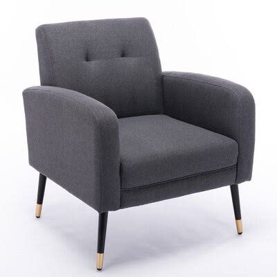 Gray Tufted Linen Armchair D331