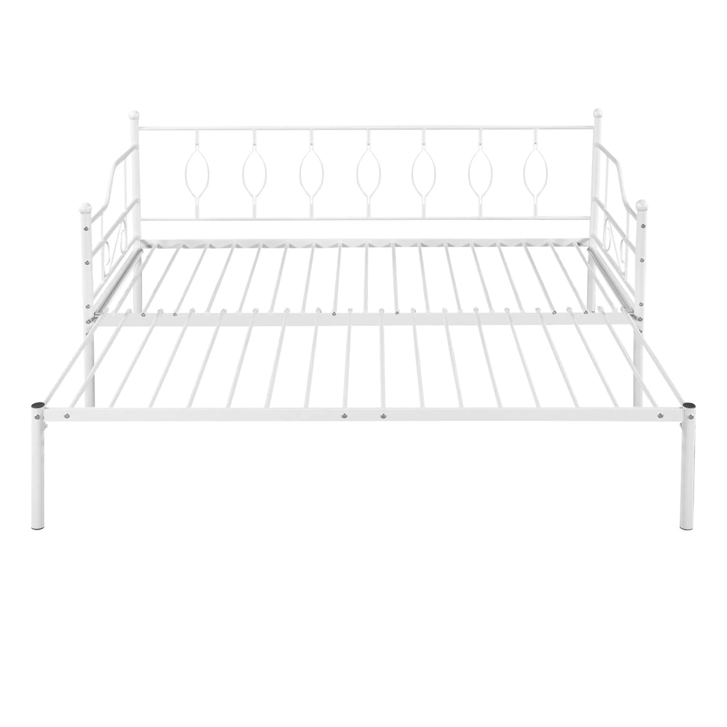 White Twin Size Metal Daybed with Trundle I331