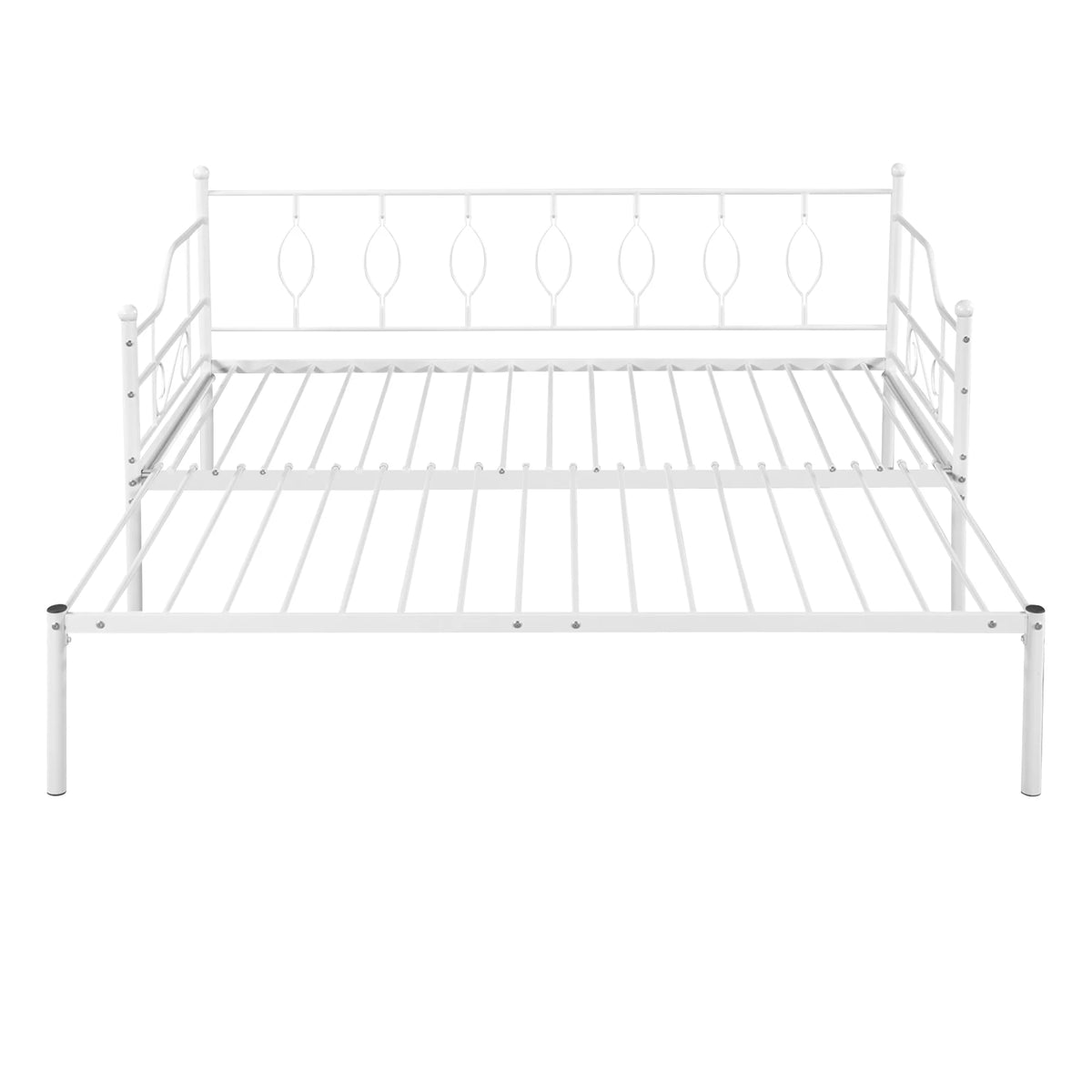 White Twin Size Metal Daybed with Trundle I331