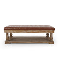 Cognac Brown Upholstered Rectangular Ottoman X737