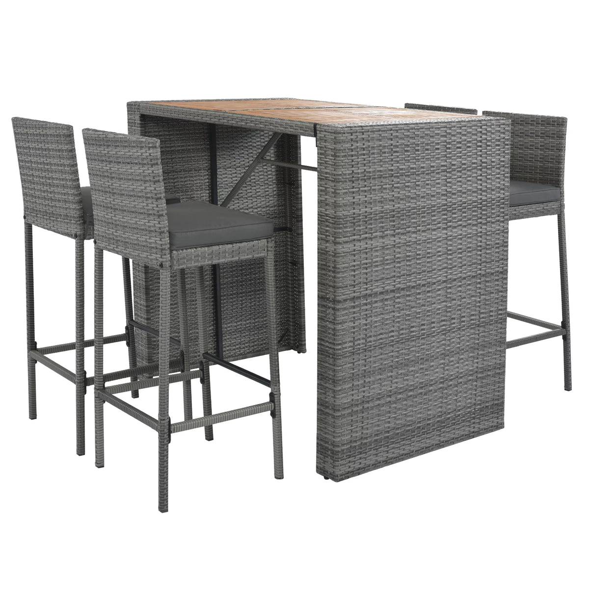 5 Pcs Rattan Patio Dining Table Set E841109