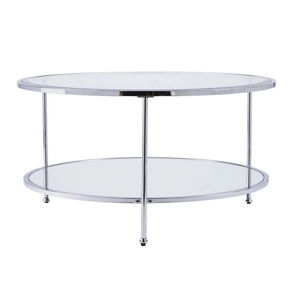Mirrored Glass Round Coffee Table Set F41680