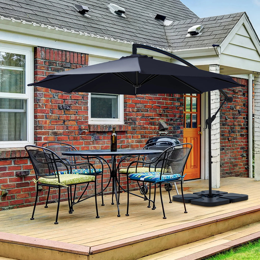 10ft Heavy Duty Offset Cantilever Patio Umbrella with 4-Piece Base X752