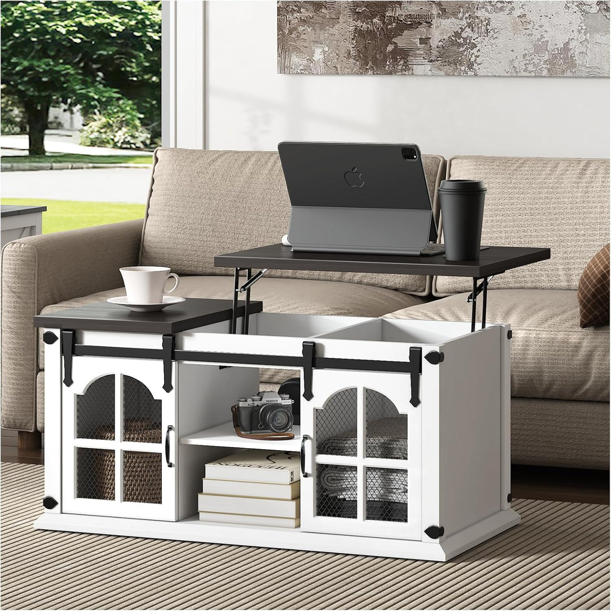 White Lift Top Coffee Table with Storage D232772