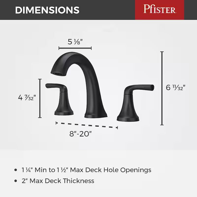 8 in. Widespread Double Handle Bathroom Faucet Matte Black T8574
