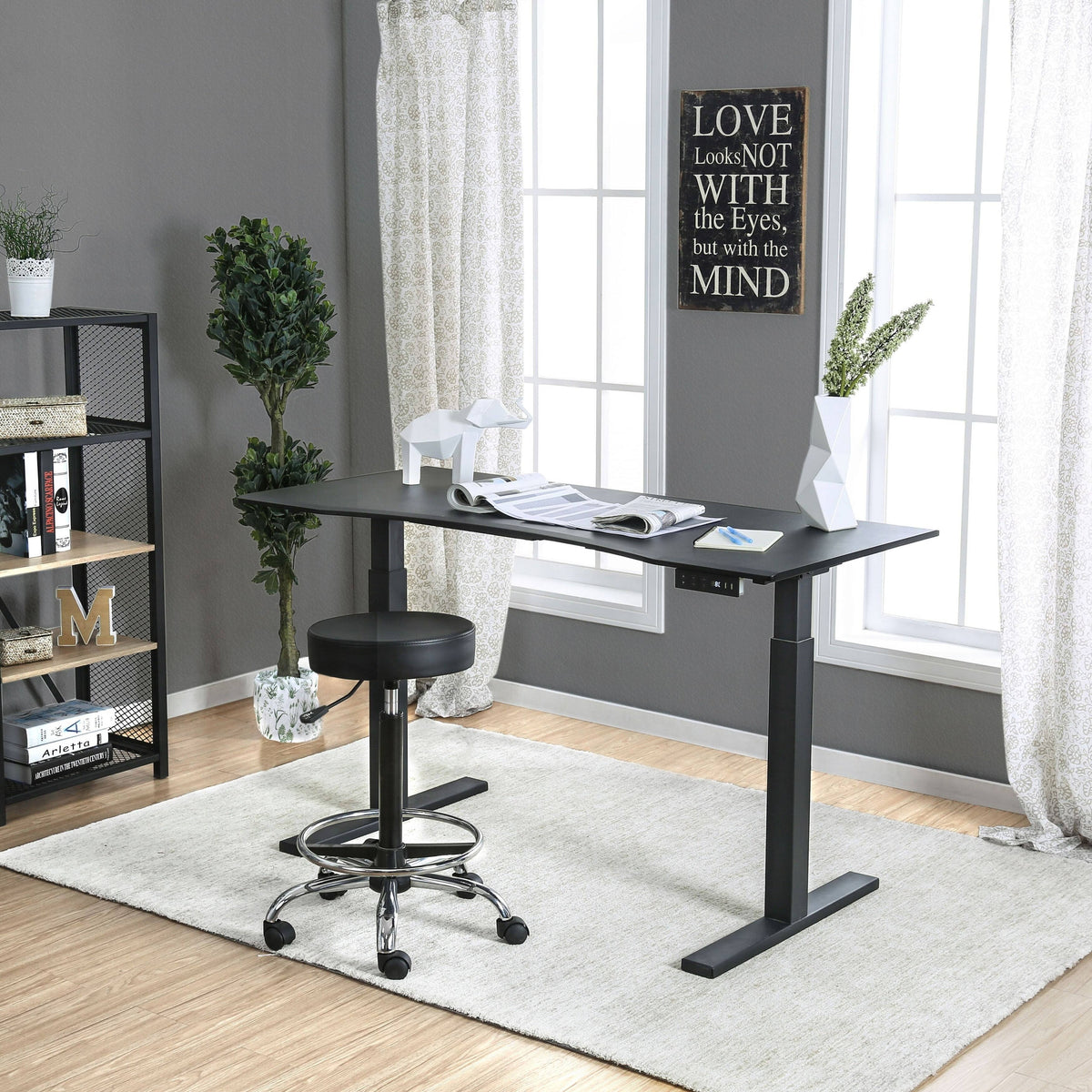 Height Adjustable Desk with USB Power Outlet Grey L844941