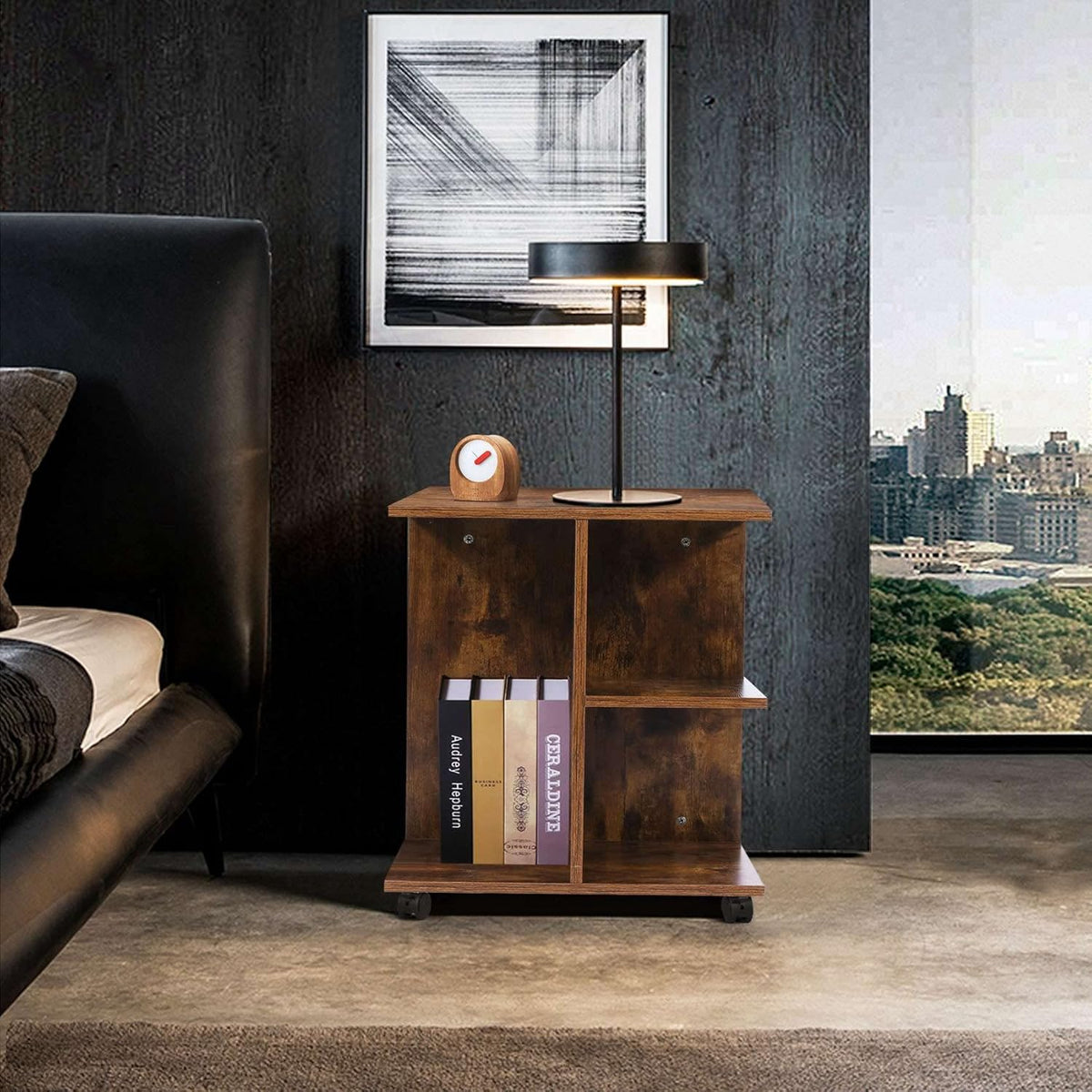 Rolling Nightstand with Open Shelf E313849