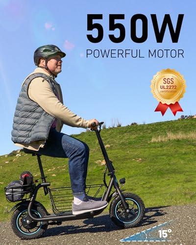 550W 18.6MPH 20 Miles Range Electric Scooter with Seat and Storage Basket Z630