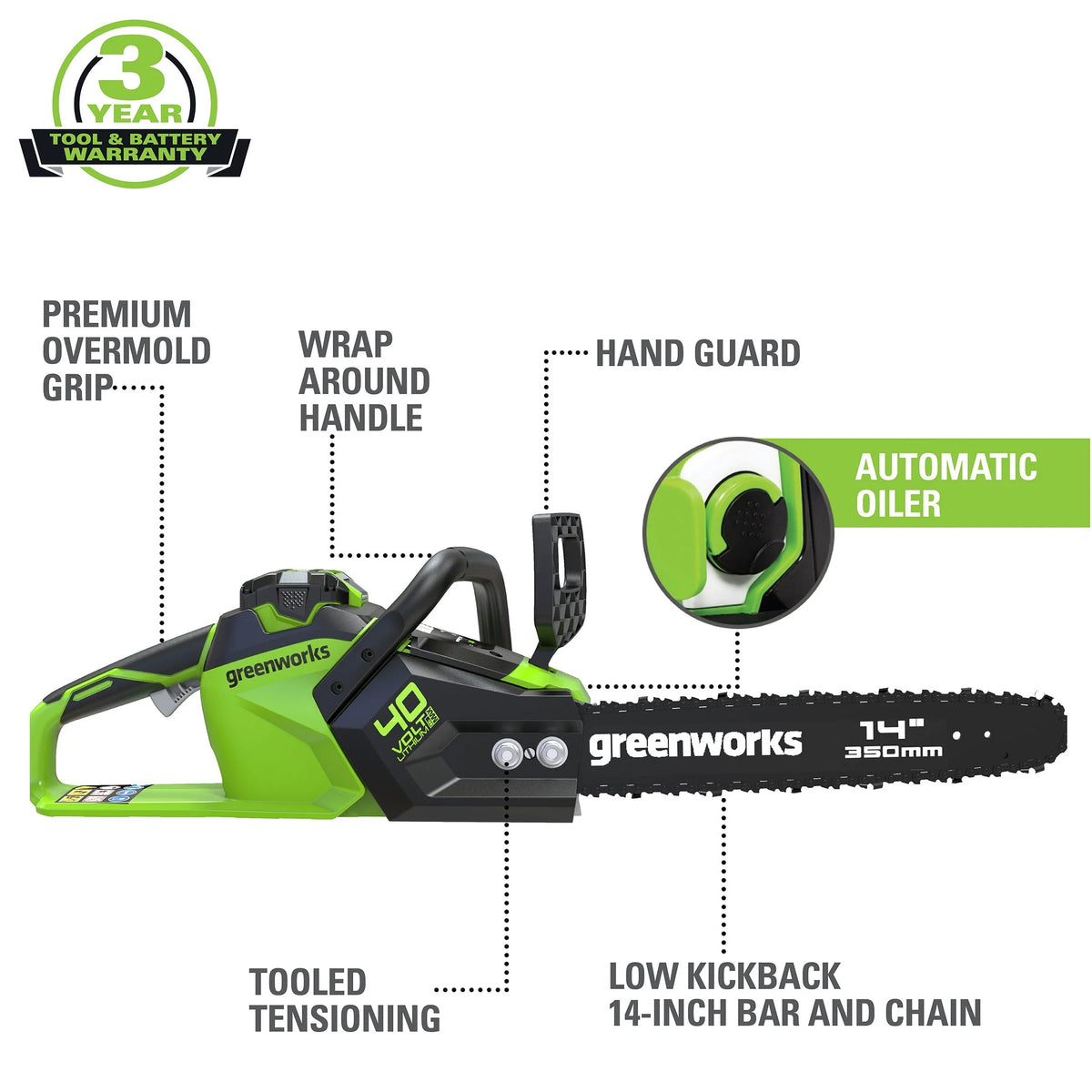 40V 14 Brushless Chainsaw with 2.5 Ah Battery & Charger L185712