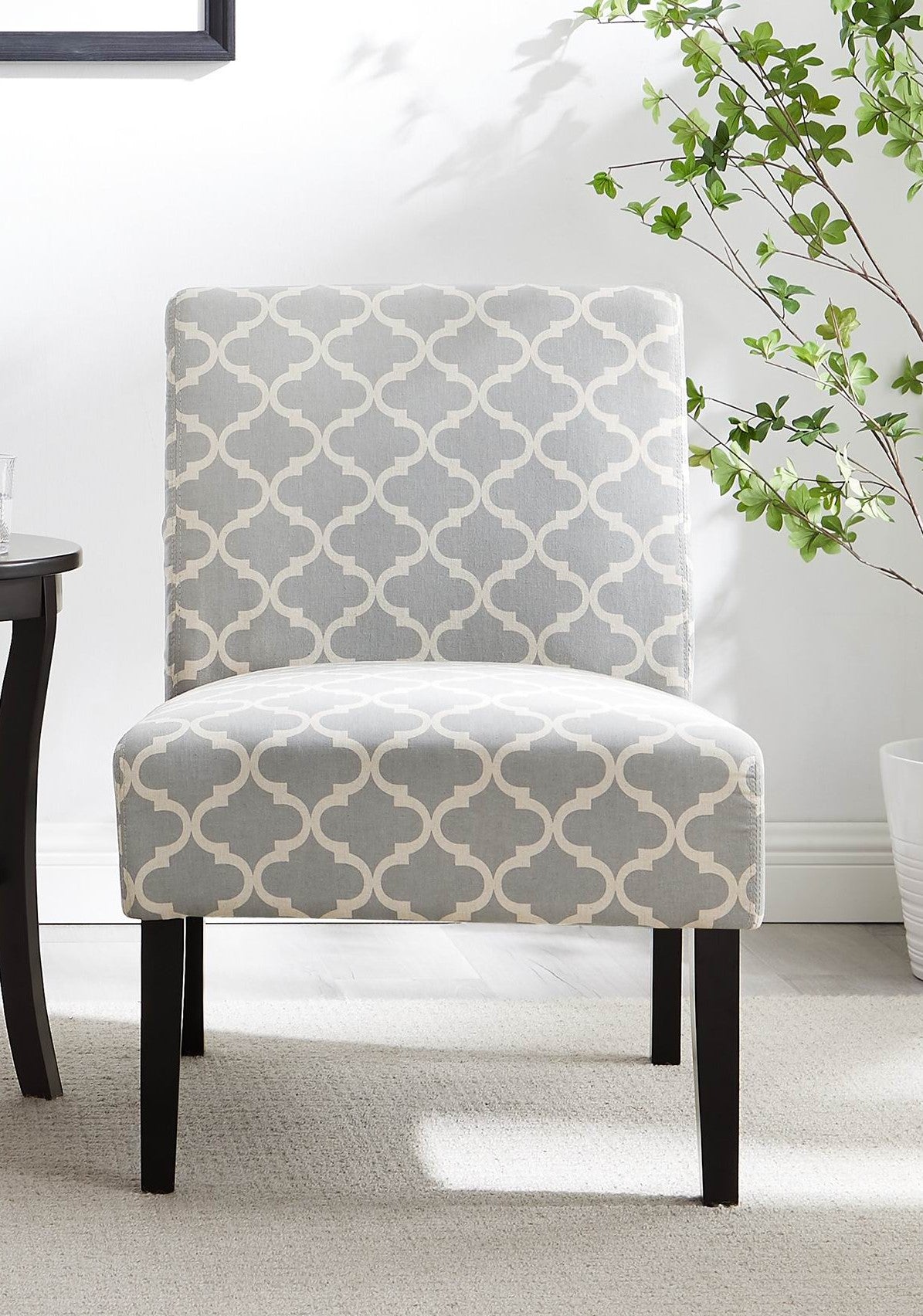 3Pc Set Gray Fabric Upholstery Side Table and 2 Chairs W4500