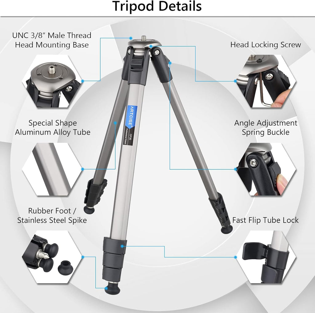 Camera Tripod Ultra Compact with 36MM Low Profile Ball Head, 10kg/22lb Load, Wireless Remote, Pack of 2 U203440
