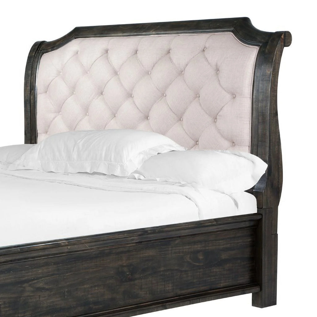 King Sleigh Headboard in White & Espresso G23430